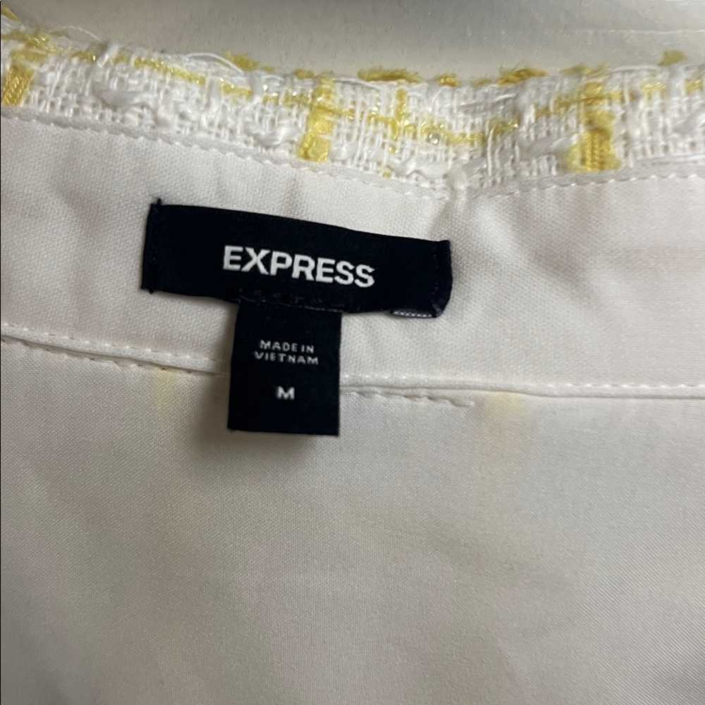 Express Yellow and White Plaid cropped Blazer women’s medium - Picture 2 of 4